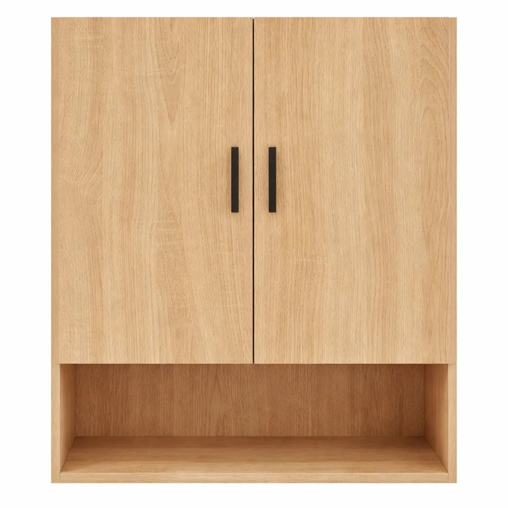 Armoire Suspendue Moderne avec Rangement Intégré en Bois de Chêne