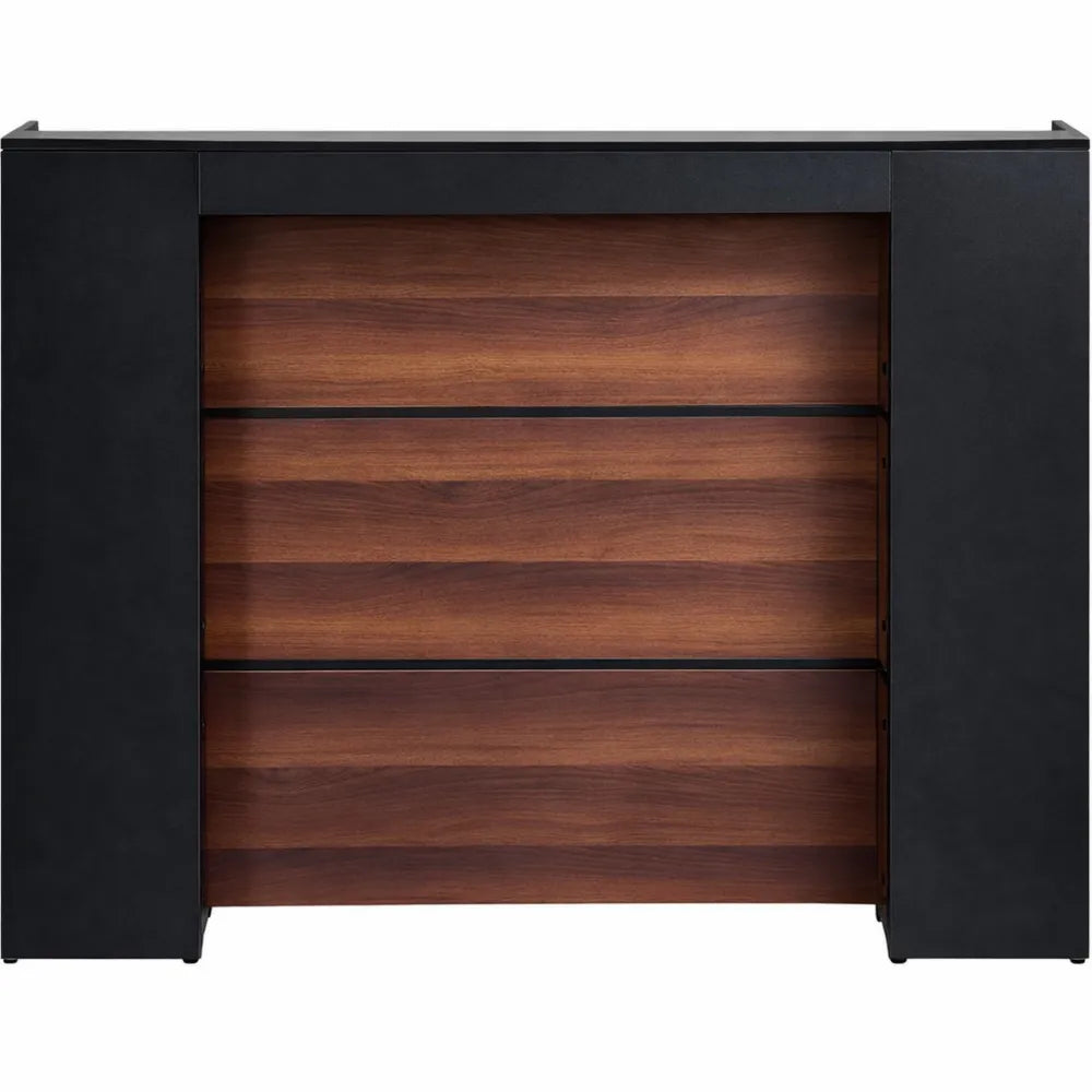 Comptoir d'Accueil Rectangulaire avec Éclairage LED, 160x60x111 cm, Idéal pour Hall et Bureau