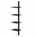 Étagère Murale Invisible pour Livres, Métal Noir, Lot de 4