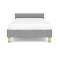 Lit Simple Style Moderne en Tissu Gris avec Pieds Solides