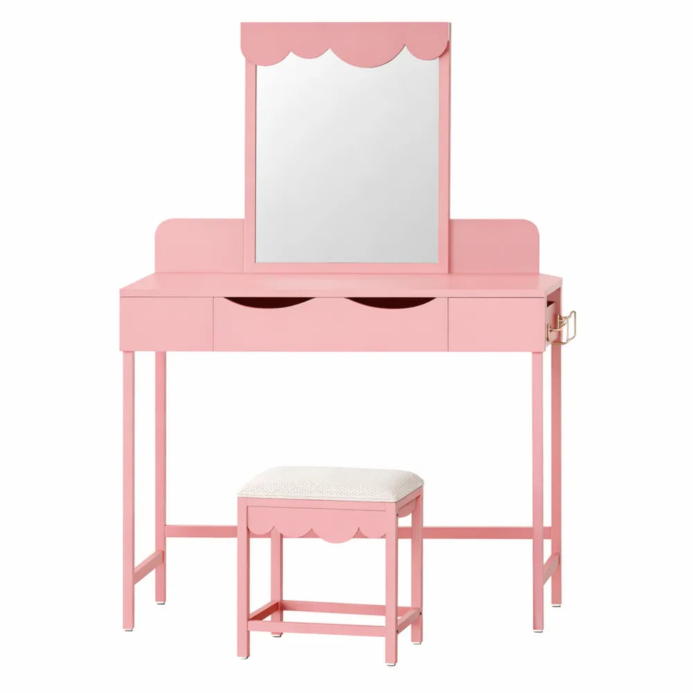 Coiffeuse moderne avec miroir éclairé et rangement ajustable