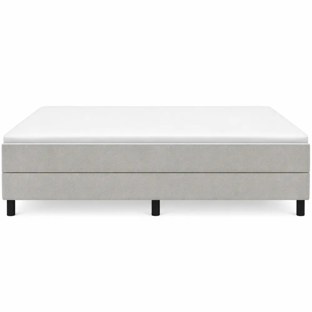 Lit Double Moderne en Tissu Gris Clair 140x200 cm avec Sommier à Lattes