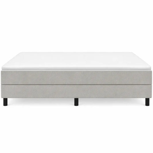 Lit Double Moderne en Tissu Gris Clair 140x200 cm avec Sommier à Lattes