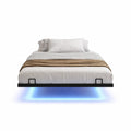 Lit Simple 90x200 avec Éclairage LED et Sommier Métal, Structure Solide