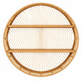 Étagère Murale Ronde en Bambou à 2 Niveaux, Style Bohème, Diamètre 70 cm