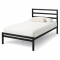 Lit en Métal 90x200 cm avec Sommier Silencieux et Rangement