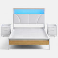 Lit Simple 90x190 avec Éclairage LED et Rangement Métal